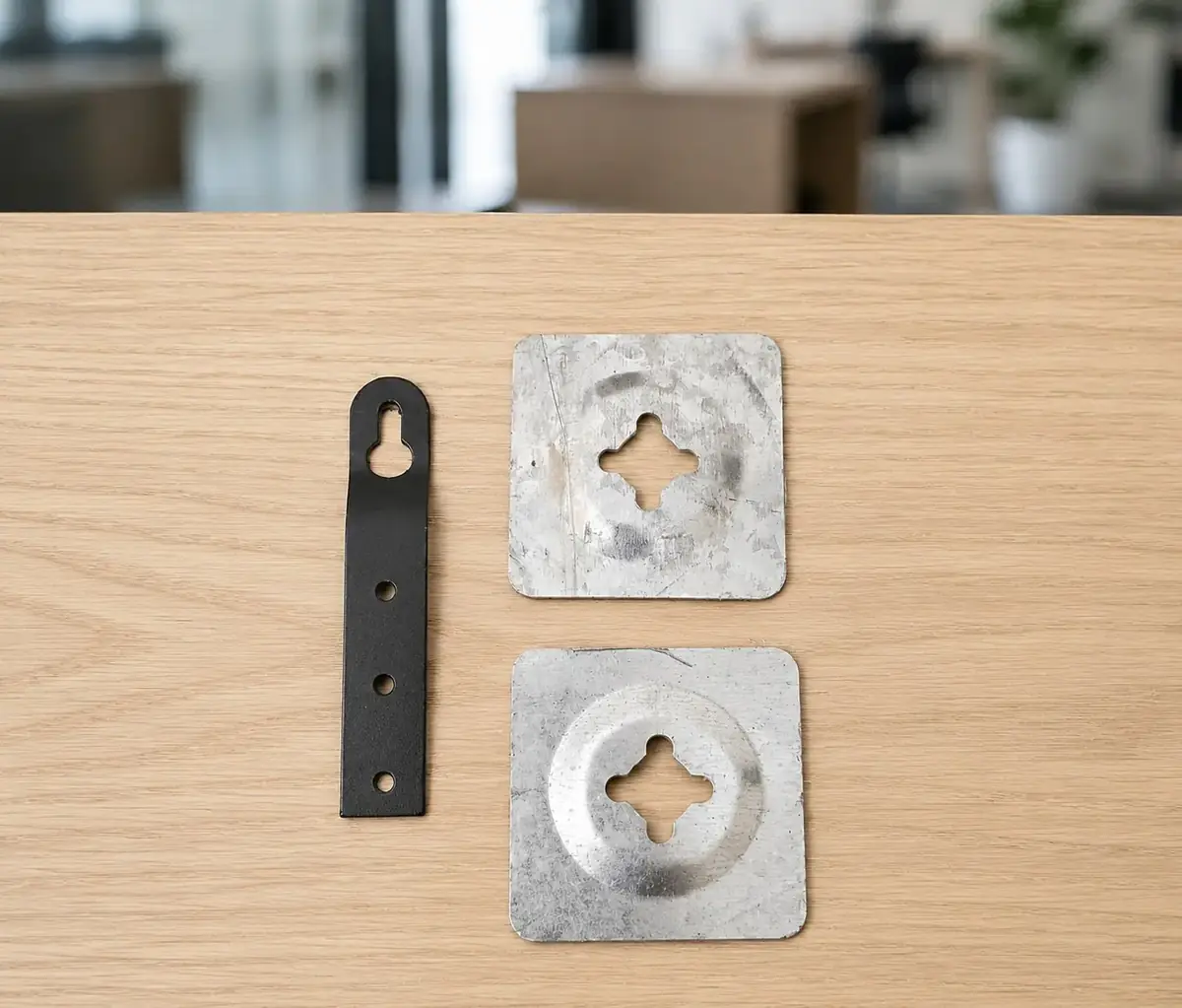 Mirror hanging clips including long strip and square metal clips for LED and wall mirrors